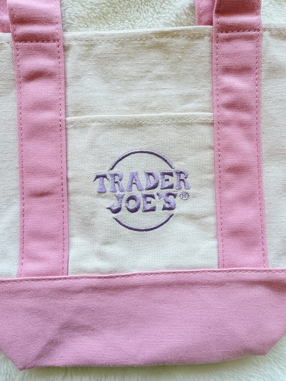 Trader Joe's Pastel Canvas Tote Bag - Set of 3 - Blue, Pink, Mint - Picture 7 of 9